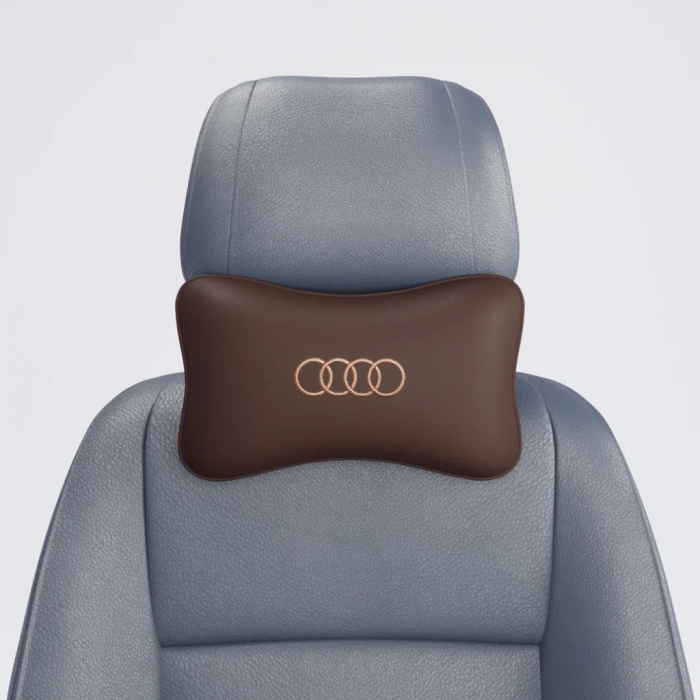 Подушки под шею Подушка под шею коричневая с вышивкой Audi (Коричневая)